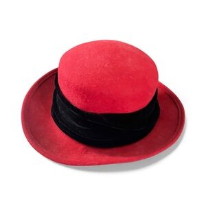 Elegant Red and Black Women's Hat